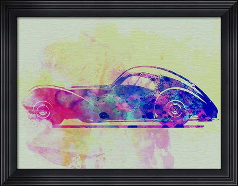 Framed Bugatti Atlantic Watercolor 3 Print