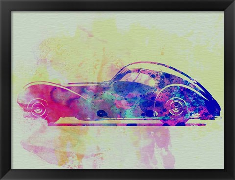 Framed Bugatti Atlantic Watercolor 3 Print