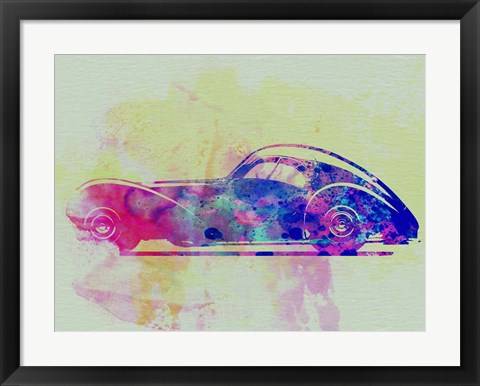 Framed Bugatti Atlantic Watercolor 3 Print