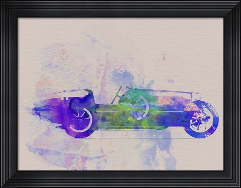 Framed Bugatti Type 35 R Watercolor 2 Print