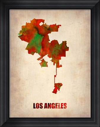 Framed Los Angeles Watercolor Map Print