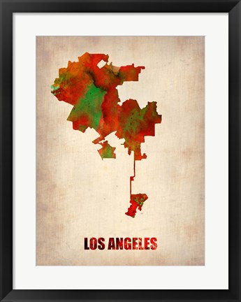 Framed Los Angeles Watercolor Map Print