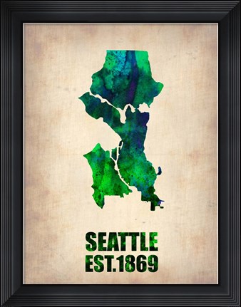 Framed Seattle Watercolor Map Print