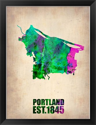 Framed Portland Watercolor Map Print