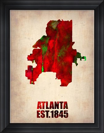 Framed Atlanta Watercolor Map Print