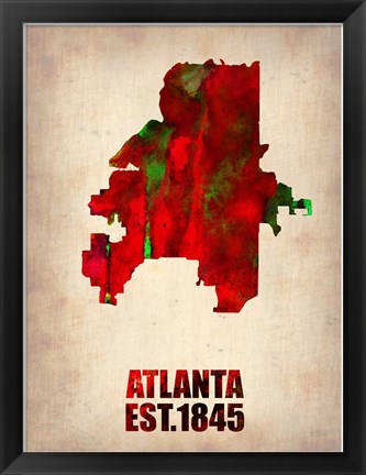 Framed Atlanta Watercolor Map Print