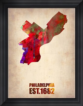 Framed Philadelphia Watercolor Map Print