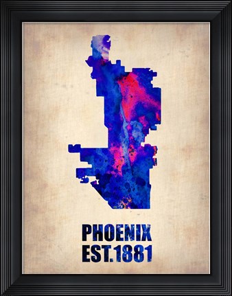 Framed Phoenix Watercolor Map Print