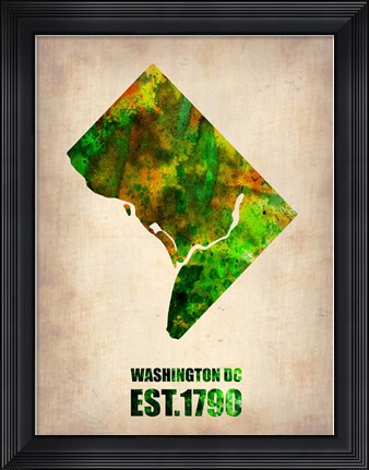 Framed Washington DC Watercolor Map Print
