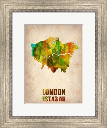 Framed London Watercolor Map 1 Print
