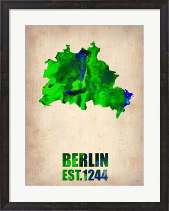 Framed Berlin Watercolor Map Print