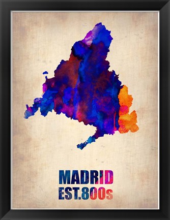 Framed Madrid Watercolor Map Print