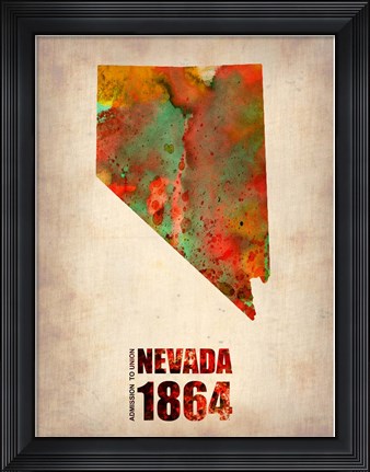Framed Nevada Watercolor Map Print