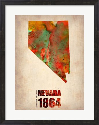 Framed Nevada Watercolor Map Print
