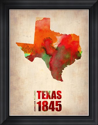 Framed Texas Watercolor Map Print