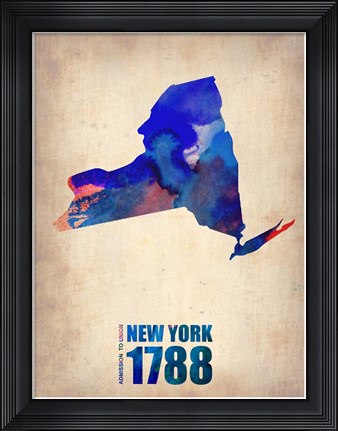 Framed New York Watercolor Map Print