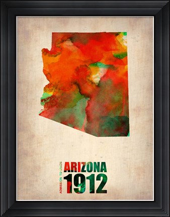 Framed Arizona Watercolor Map Print