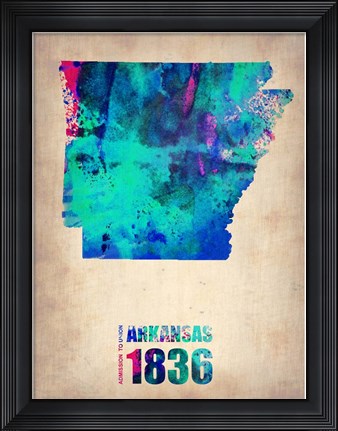Framed Arkansas Watercolor Map Print