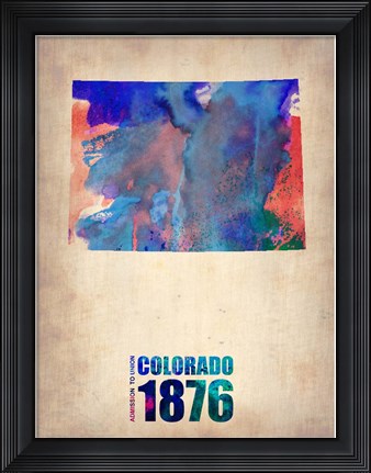 Framed Colorado Watercolor Map Print