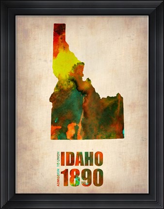 Framed Idaho Watercolor Map Print