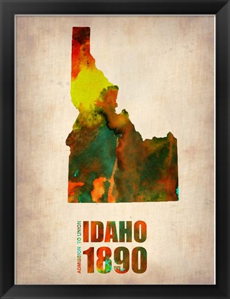Framed Idaho Watercolor Map Print