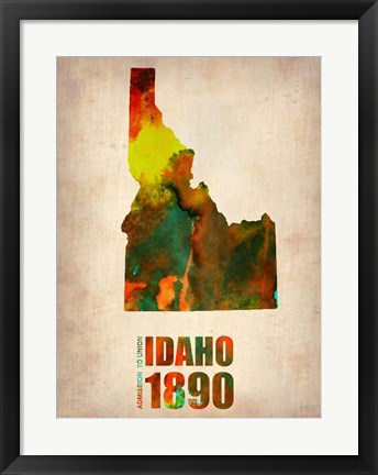 Framed Idaho Watercolor Map Print