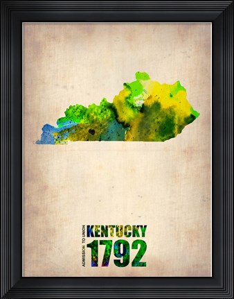 Framed Kentucky Watercolor Map Print