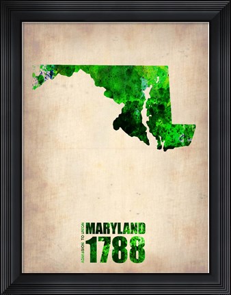 Framed Maryland Watercolor Map Print