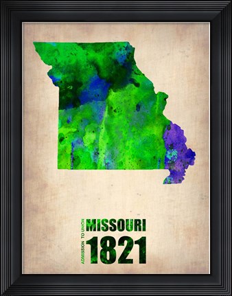 Framed Missouri Watercolor Map Print