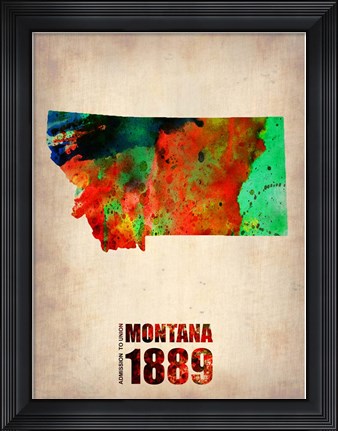 Framed Montana Watercolor Map Print