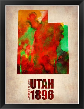 Framed Utah Watercolor Map Print