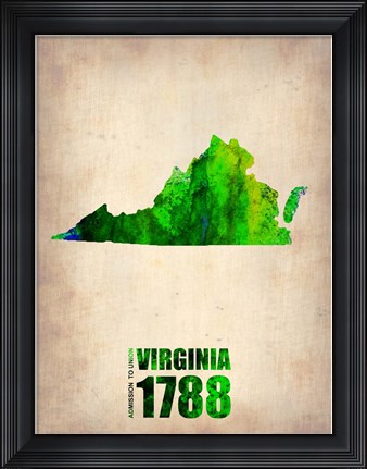 Framed Virginia Watercolor Map Print