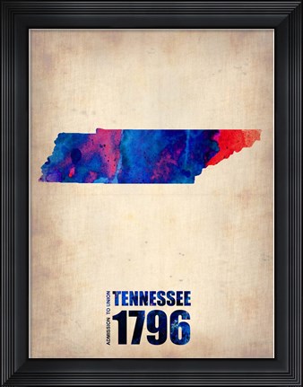 Framed Tennessee Watercolor Map Print