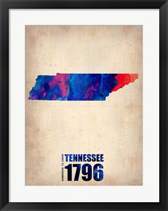 Framed Tennessee Watercolor Map Print