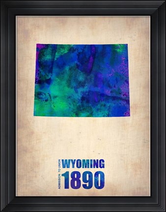 Framed Wyoming Watercolor Map Print