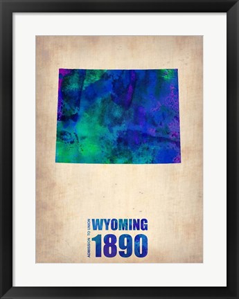 Framed Wyoming Watercolor Map Print