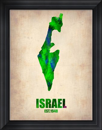Framed Israel Watercolor Map Print