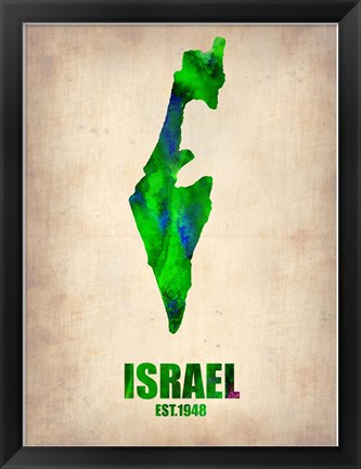 Framed Israel Watercolor Map Print