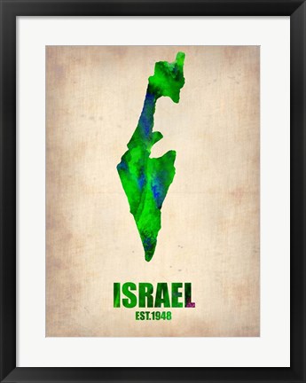 Framed Israel Watercolor Map Print