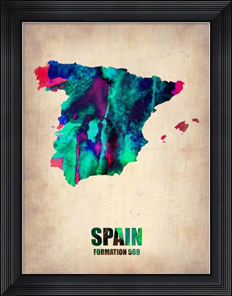 Framed Spain Watercolor Map Print