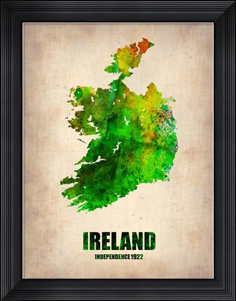 Framed Ireland Watercolor Map Print