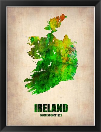 Framed Ireland Watercolor Map Print