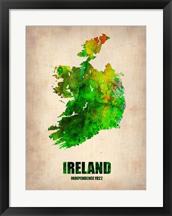 Framed Ireland Watercolor Map Print