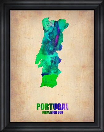 Framed Portugal Watercolor Map Print