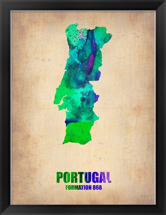 Framed Portugal Watercolor Map Print