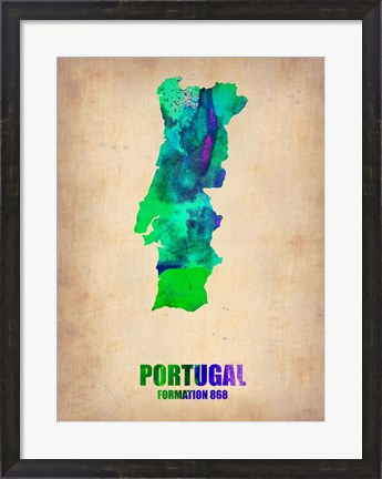 Framed Portugal Watercolor Map Print