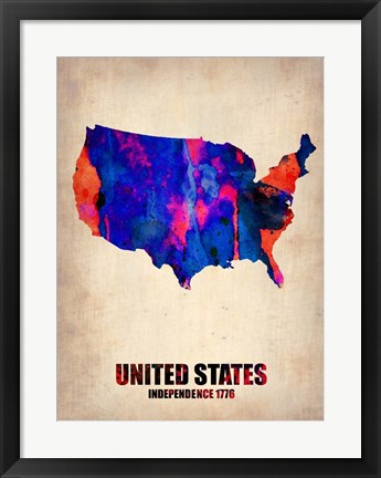 Framed USA Watercolor Map 1 Print