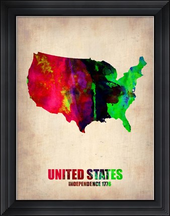 Framed USA Watercolor Map 2 Print