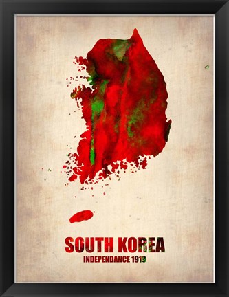 Framed South Korea Watercolor Map Print