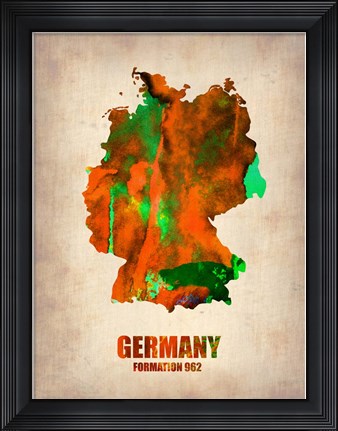 Framed Germany Watercolor Map Print
